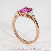 1.32 Ct. Pink Sapphire and Natural Diamond Three Stone Ring, 14K Rose Gold Image