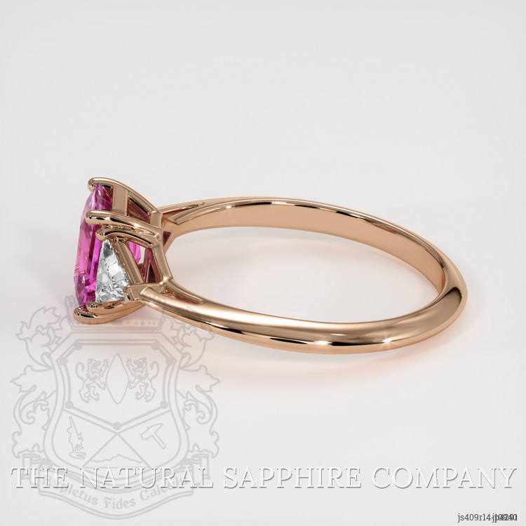 1.32 Ct. Pink Sapphire and Natural Diamond Three Stone Ring, 14K Rose Gold
