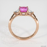 1.32 Ct. Pink Sapphire and Natural Diamond Three Stone Ring, 14K Rose Gold Image
