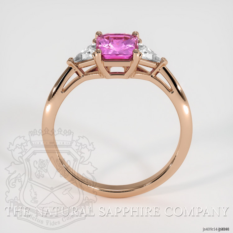 1.32 Ct. Pink Sapphire and Natural Diamond Three Stone Ring, 14K Rose Gold