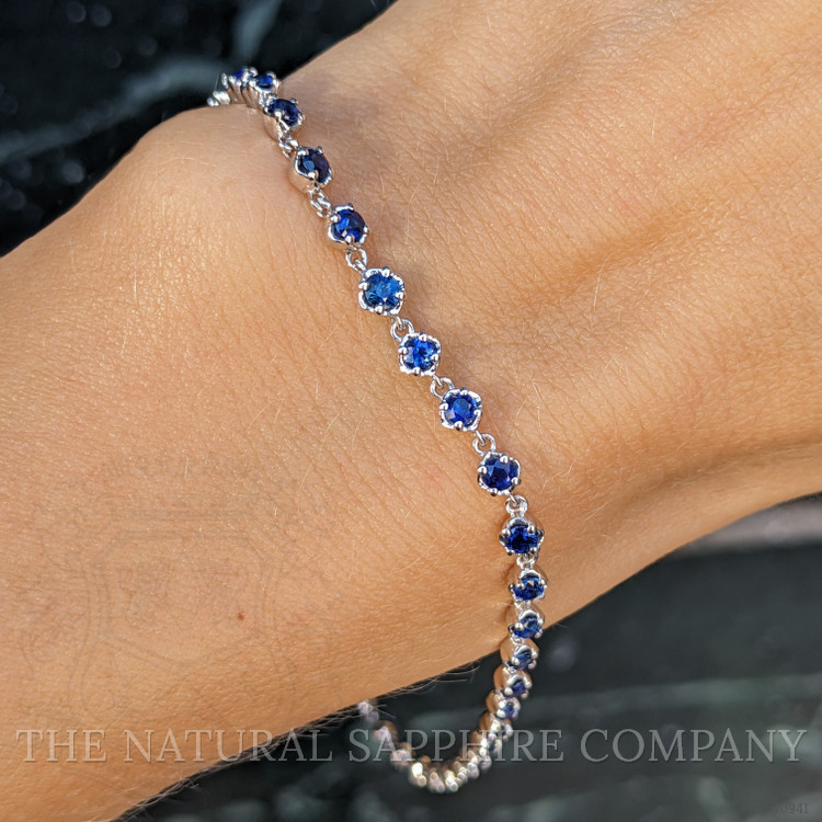 1.89 Ct.Tw. Blue Sapphire Tennis/Line Bracelet, 14K White Gold