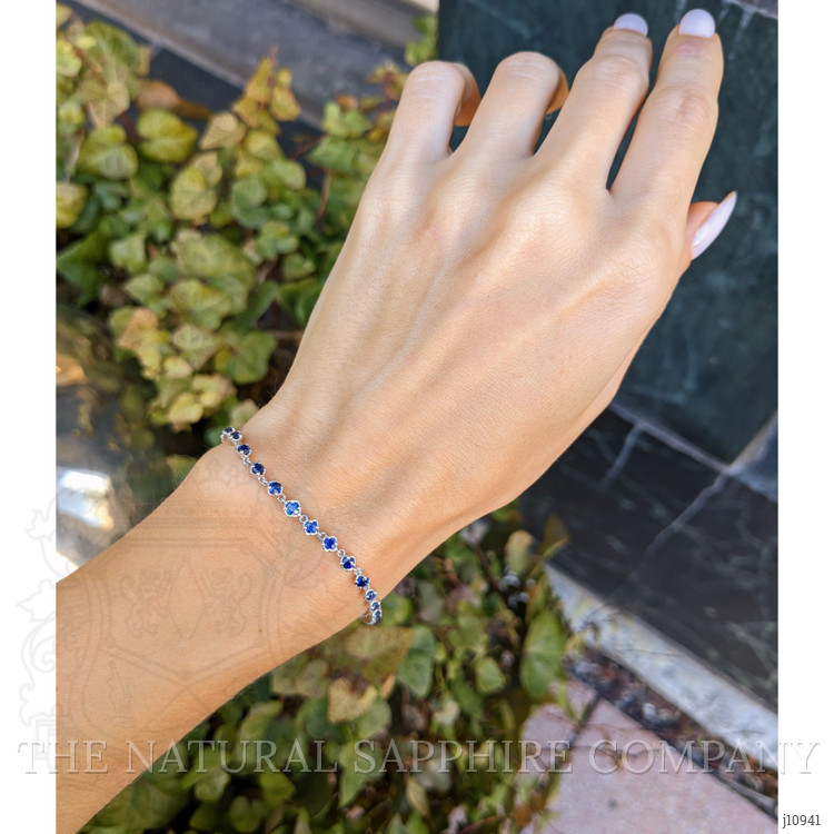 1.89 Ct.Tw. Blue Sapphire Tennis/Line Bracelet, 14K White Gold