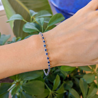 1.89 Ct.Tw. Blue Sapphire Tennis/Line Bracelet, 14K White Gold Life Style