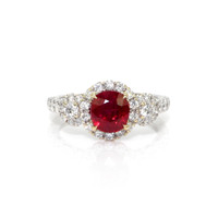 2.02 Ct. Ruby Natural Diamond Antique Style Ring, 18K White Gold Video