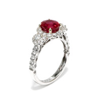 2.02 Ct. Ruby Natural Diamond Antique Style Ring, 18K White Gold Image