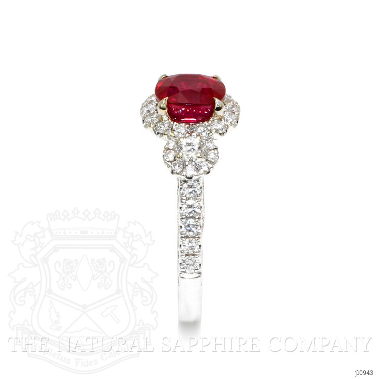 2.02 Ct. Ruby Natural Diamond Antique Style Ring, 18K White Gold
