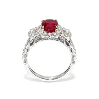 2.02 Ct. Ruby Natural Diamond Antique Style Ring, 18K White Gold Image