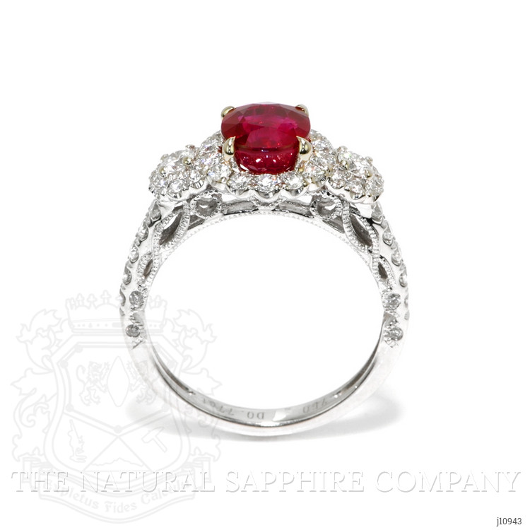 2.02 Ct. Ruby Natural Diamond Antique Style Ring, 18K White Gold
