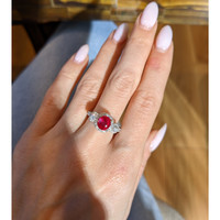 2.02 Ct. Ruby Natural Diamond Antique Style Ring, 18K White Gold Life Style