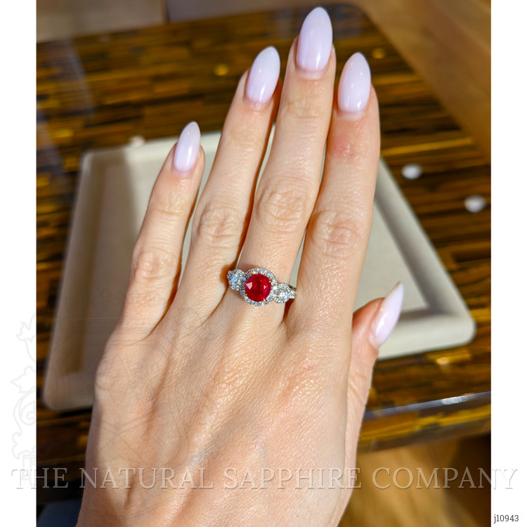 2.02 Ct. Ruby Natural Diamond Antique Style Ring, 18K White Gold
