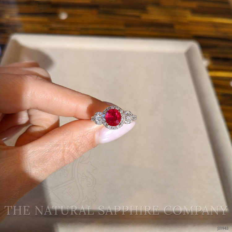 2.02 Ct. Ruby Natural Diamond Antique Style Ring, 18K White Gold
