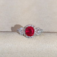 2.02 Ct. Ruby Natural Diamond Antique Style Ring, 18K White Gold Life Style