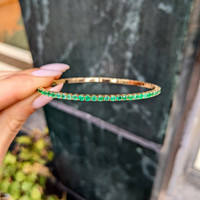 2.02 Ct.Tw. Emerald Bangle Bracelet, 14K Yellow Gold Life Style