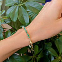 2.02 Ct.Tw. Emerald Bangle Bracelet, 14K Yellow Gold Life Style