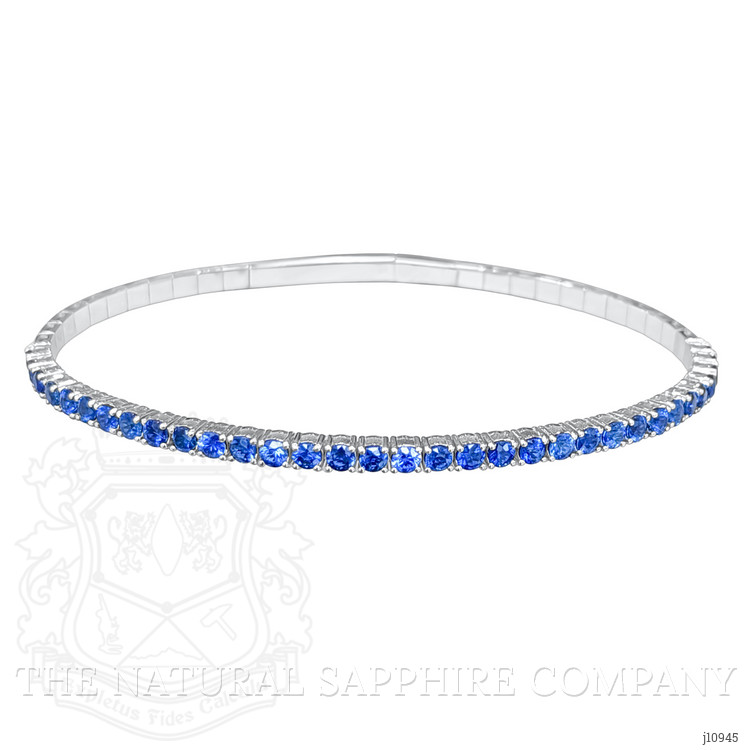 2.54 Ct.Tw. Blue Sapphire Bangle Bracelet, 14K White Gold