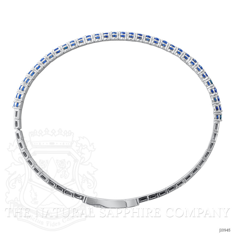 2.54 Ct.Tw. Blue Sapphire Bangle Bracelet, 14K White Gold