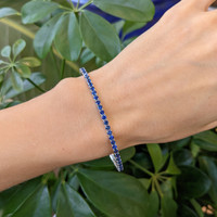 2.54 Ct.Tw. Blue Sapphire Bangle Bracelet, 14K White Gold Life Style