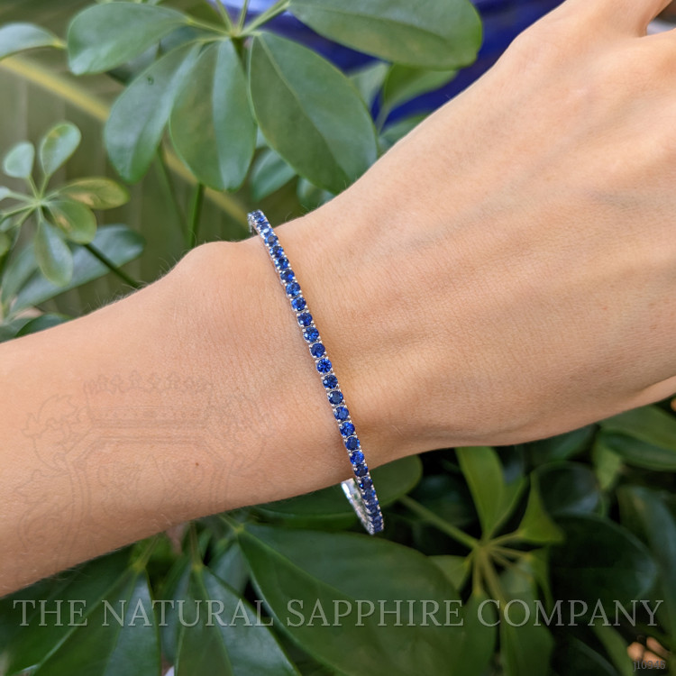 2.54 Ct.Tw. Blue Sapphire Bangle Bracelet, 14K White Gold