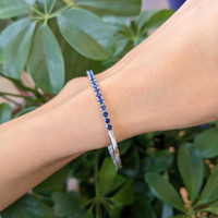2.54 Ct.Tw. Blue Sapphire Bangle Bracelet, 14K White Gold Life Style