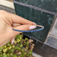 2.54 Ct.Tw. Blue Sapphire Bangle Bracelet, 14K White Gold Life Style