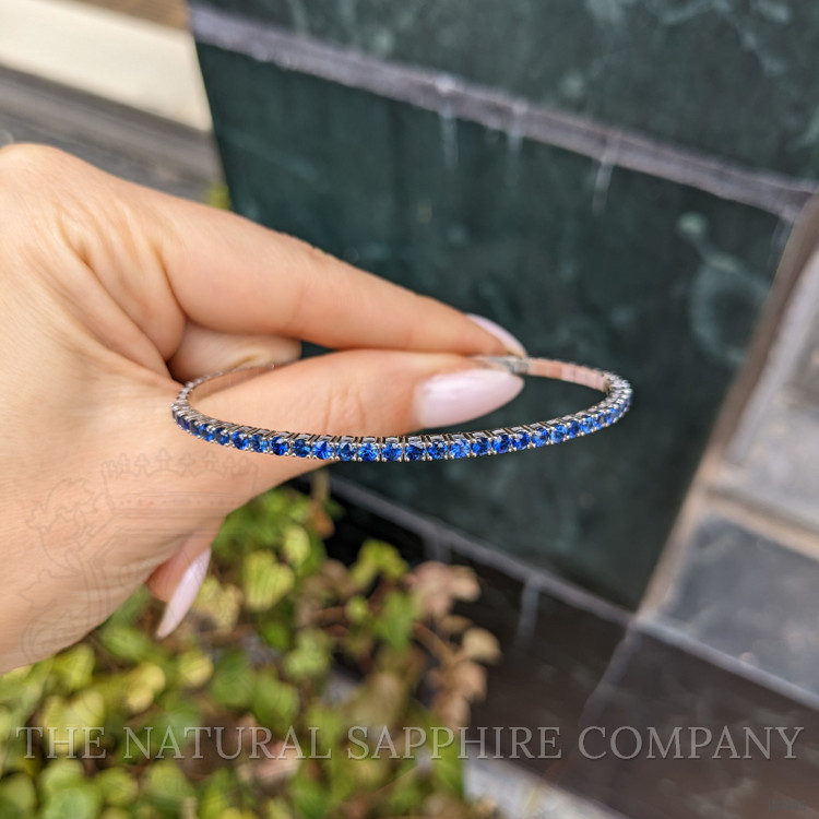 2.54 Ct.Tw. Blue Sapphire Bangle Bracelet, 14K White Gold