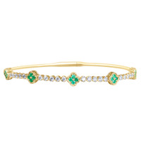 0.29 Ct.Tw. Emerald Natural Diamond Bangle Bracelet, 14K Yellow Gold Image