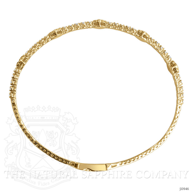 0.29 Ct.Tw. Emerald Natural Diamond Bangle Bracelet, 14K Yellow Gold