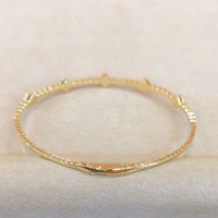 0.29 Ct.Tw. Emerald Natural Diamond Bangle Bracelet, 14K Yellow Gold Image