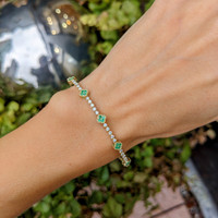 0.29 Ct.Tw. Emerald Natural Diamond Bangle Bracelet, 14K Yellow Gold Life Style