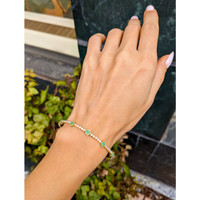 0.29 Ct.Tw. Emerald Natural Diamond Bangle Bracelet, 14K Yellow Gold Life Style