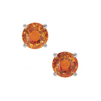 2.34 Ct.Tw. Orange Sapphire Studs Earrings, 14K White Gold Video