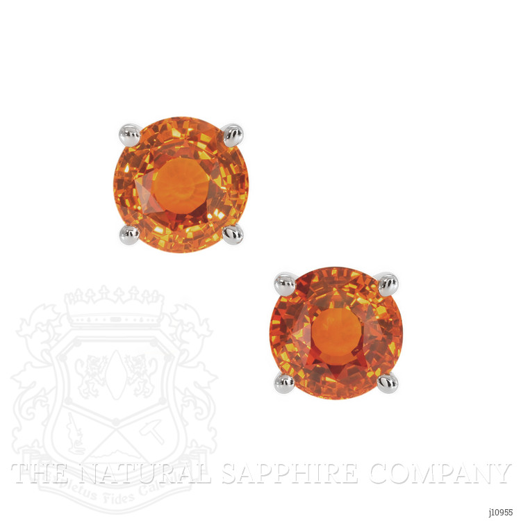 2.34 Ct.Tw. Orange Sapphire Studs Earrings, 14K White Gold
