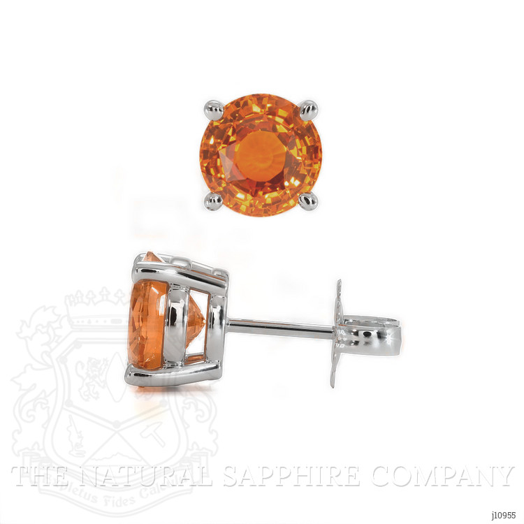 2.34 Ct.Tw. Orange Sapphire Studs Earrings, 14K White Gold