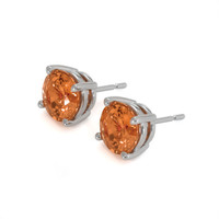 2.34 Ct.Tw. Orange Sapphire Studs Earrings, 14K White Gold Image