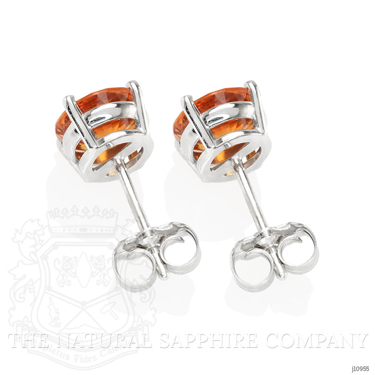 2.34 Ct.Tw. Orange Sapphire Studs Earrings, 14K White Gold