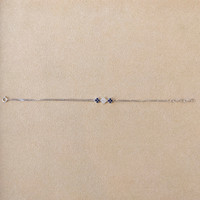 0.28 Ct.Tw. Blue Sapphire and Natural Diamond Bezel Bracelet, 14K White Gold Image