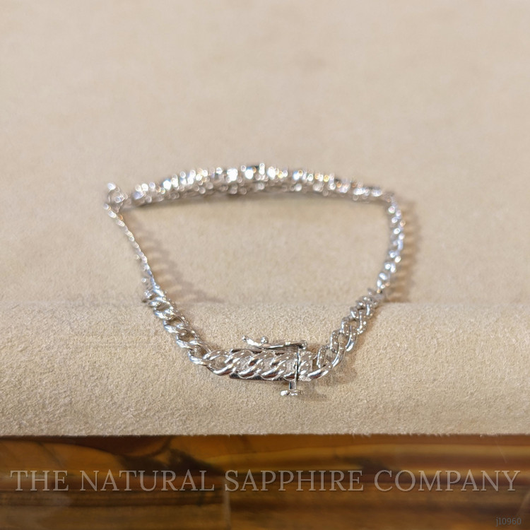 1.96 Ct.Tw. Blue Sapphire and Natural Diamond Pave Bracelet, 14K White Gold