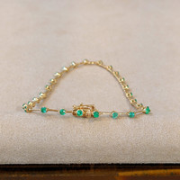 1.06 Ct.Tw.Total Carat Weight Emerald Tennis/Line Bracelet, 14K Yellow Gold Image