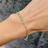 1.06 Ct.Tw.Total Carat Weight Emerald Tennis/Line Bracelet, 14K Yellow Gold Life Style