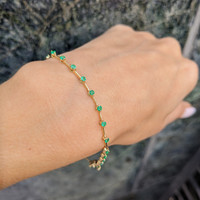 1.06 Ct.Tw.Total Carat Weight Emerald Tennis/Line Bracelet, 14K Yellow Gold Life Style