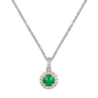 0.43 Ct. Emerald Natural Diamond Pave Pendant, 18K White Gold Video