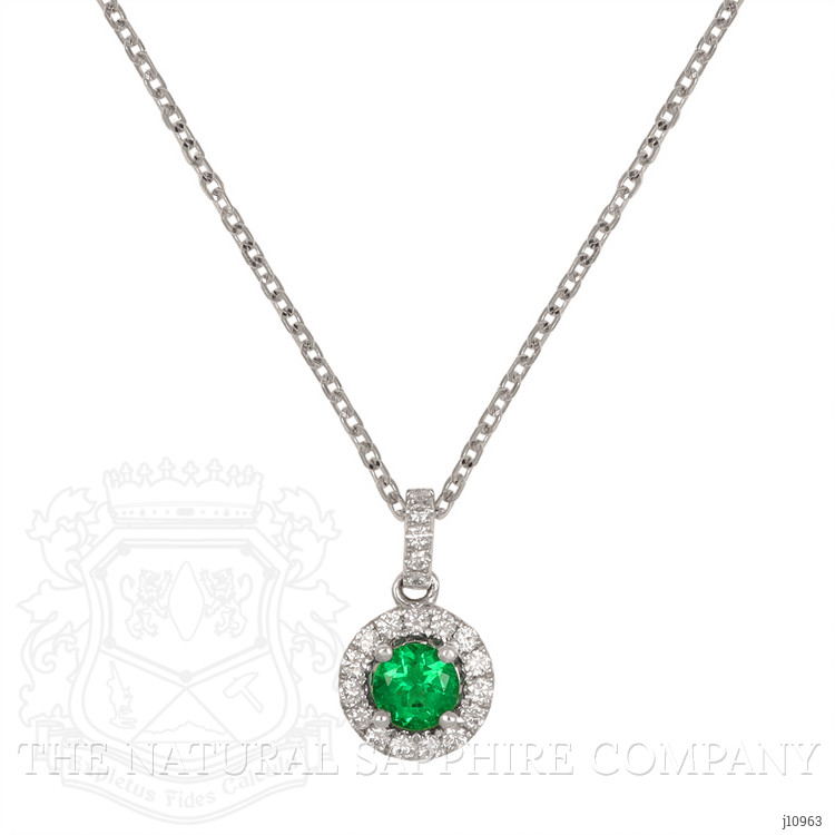 0.43 Ct. Emerald Natural Diamond Pave Pendant, 18K White Gold