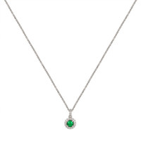 0.43 Ct. Emerald Natural Diamond Pave Pendant, 18K White Gold Image