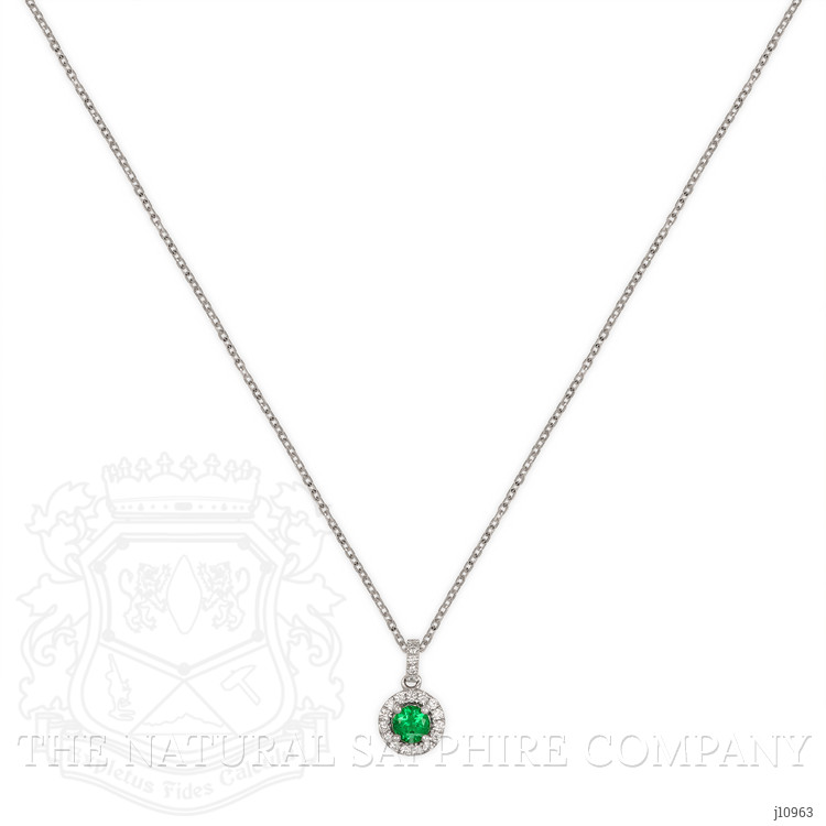 0.43 Ct. Emerald Natural Diamond Pave Pendant, 18K White Gold