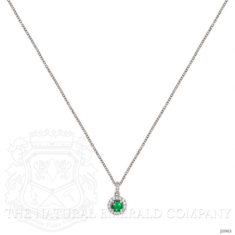 0.43 Ct. Emerald Natural Diamond Pave Pendant, 18K White Gold