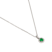 0.43 Ct. Emerald Natural Diamond Pave Pendant, 18K White Gold Image