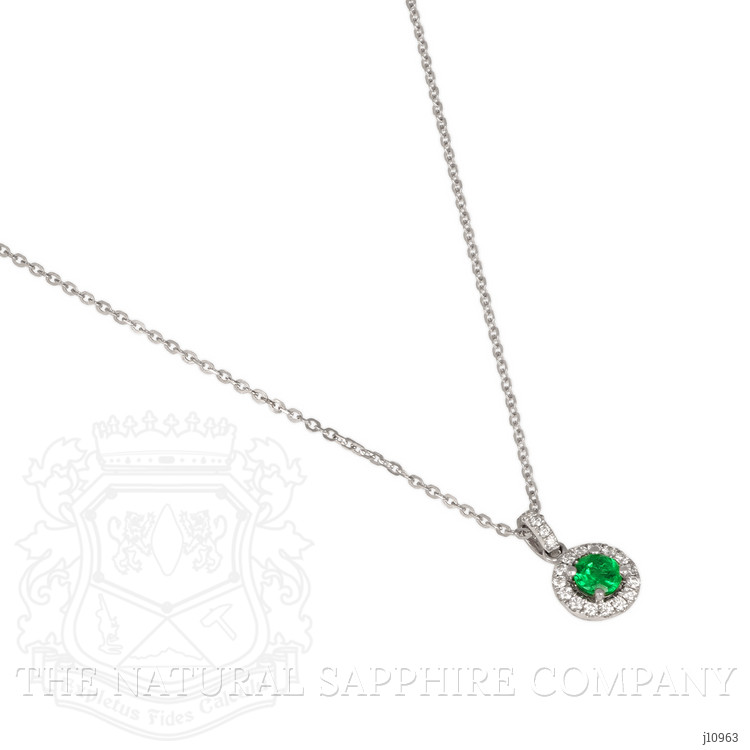 0.43 Ct. Emerald Natural Diamond Pave Pendant, 18K White Gold