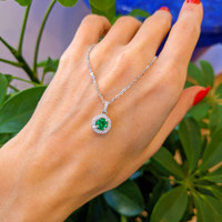 0.43 Ct. Emerald Natural Diamond Pave Pendant, 18K White Gold Life Style