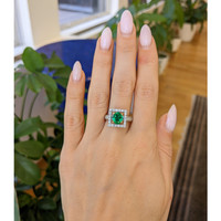 0.84 Ct. Emerald Natural Diamond Antique Style Ring, 18K White & Yellow Life Style