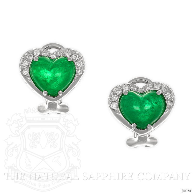 4.48 Ct.Tw. Emerald Natural Diamond Pave Earrings, 18K White Gold
